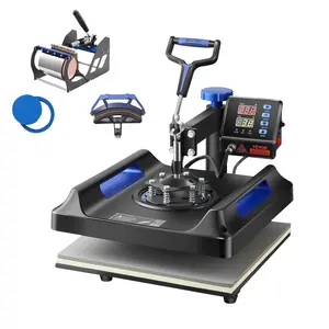 【Father's Day】VEVOR Heat Press Machine Sublimation Machine 15 x 15 inch 8 In 1 Blue Heat Press Set