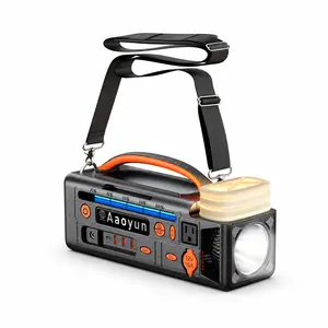 Portable Power Station,Solar Generator Battery Backup with 7 Output Outlets, 300W 296Wh 8000mAh, AC/DC/USB-C/USB-A/12V Car Port, Pure Sine Wave Outdoor Power Supply with LED Flashlight & Camping Lantern for CPAP, Camping, RV, Emergency