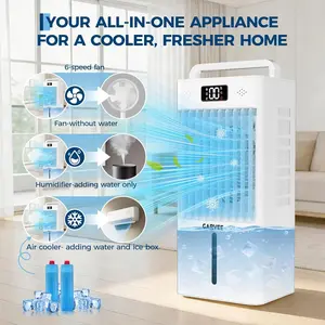 Portable Evaporative Air Cooler, 10L / 2.6 Gal Mobile Swamp Cooler with Touch & Remote Control, 90° Oscillation, LED Display & Ice Packs, Quiet Windowless Air Cooler for Bedroom, Office, Camping-party gift