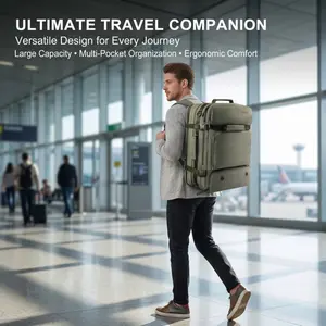 Travel backpack,Large capacity travel backpack, vacuum travel backpack, suitable for teenagers and middle-aged men and women, multi angle, fashionable, convenient three in one, USB interface pocket, large capacity business travel backpack. (Green)