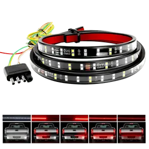 Nilight 60-Inch 264-LED Red White Double Row Car LED Light Bar, Flexible Silicone Seal Tailgate Light Strip with 5 Modes, Car Led Lights, Five Modes