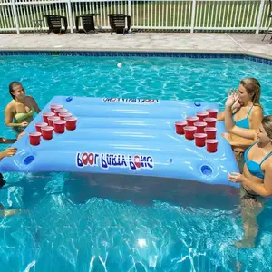 Inflatable Beer Table Float, Inflatable Floating Row with Cup Holder, Swimming Pool Float, Water Party Float, Outdoor Party Supplies