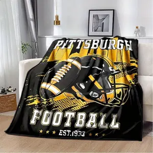 Pittsburgh American Football Helmet Pattern Ultra Soft Fleece Blanket - Luxurious 280gsm Warmth for All Seasons, Ideal for Home, Office, Bedroom, Sofa, Travel, Camping, Work, Games, Reading & Knee Pad, Perfect Holiday Gift for Family & Friends modern desi