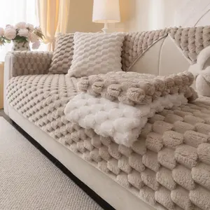 1pc Sofa Cover Soft Plush Sofa Cushion Cover, Pet-Friendly Faux Fur Protector, Sofa Couch Protector, Decorative Home Office Living Room Accessory, Durable & Stylish Design, Universal Sofa Protector, Dustproof Couch Protector