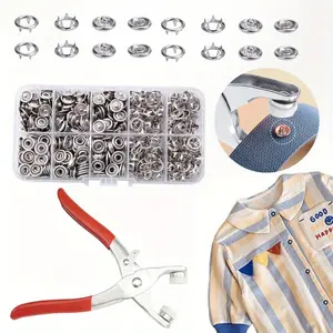 100 Sets Metal Snaps Buttons with Fastener Pliers Press Tool Kit Perfect for DIY Crafts Clothes Hats and Sewing,Snap Button Fasteners Kit for Clothing Sewing (9.5mm / 400 PCS),Hand tools,tool kit set,Halloween Decor Gifts,DIY Home tools