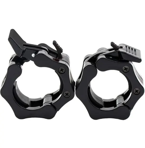 Quick Release Locking Barbell Clamps for 2-Inch Standard Bars, Easy to Use 1 Hand Install for Crossfit Workouts, Overhead Press & Deadlifts, Barbells, One Hand Install