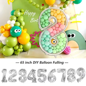 65Inch Giant Foil Number Balloon DIY Filling Frame Kids 1st Birthday Party Decoration Wedding Anniversary Supplies Mosaic box