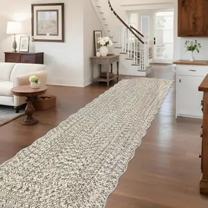 Garvee Imitation Braided Collection Print Long Hallway Runner 2x10 Washable Area Rug, Farmhouse Rustic Bordered Non-Slip Soft Low Pile Indoor Carpet Runner for Entryways and Laundry Room