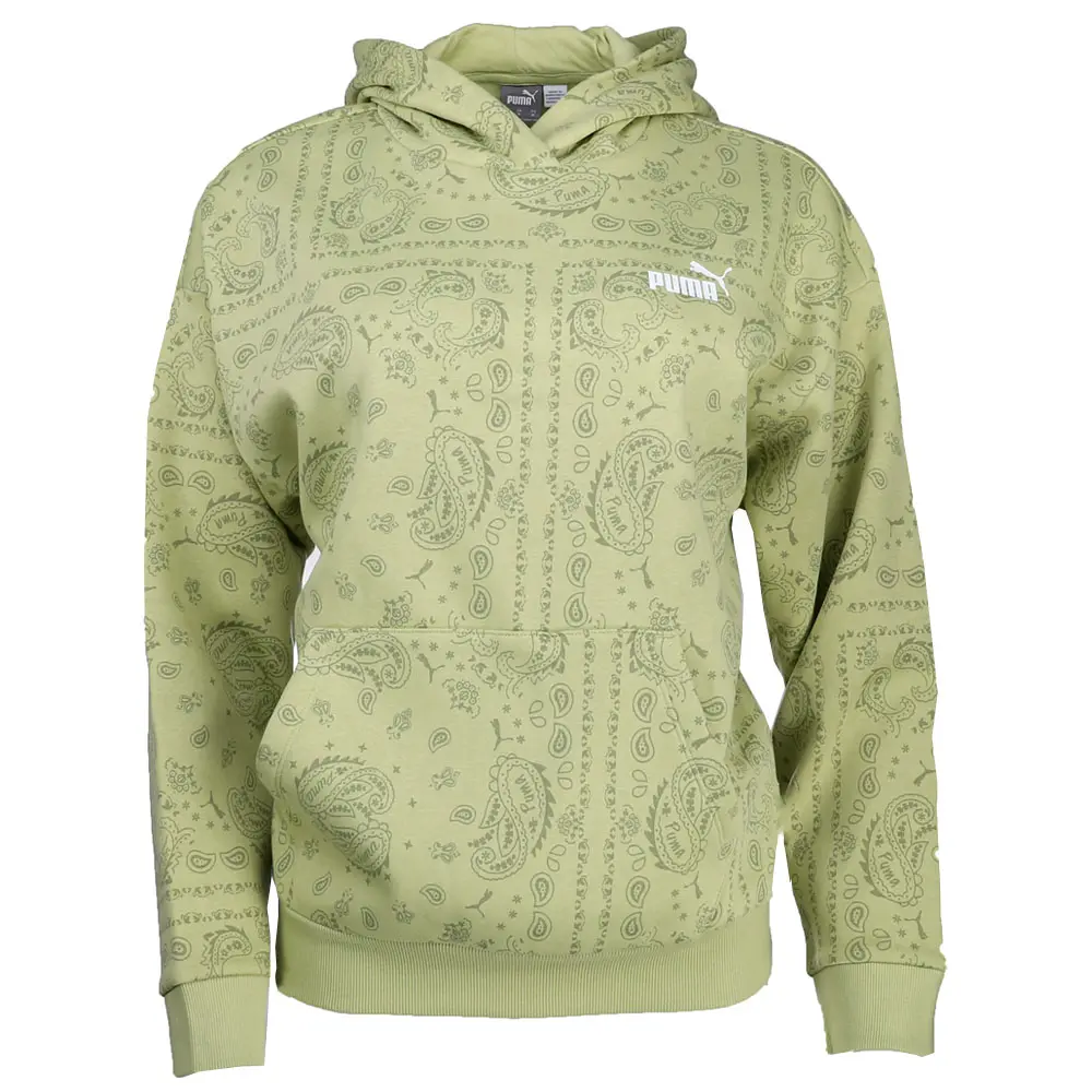 PUMA Womens Essentials Paisley Hoodie Casual Outerwear Casual - Green PUMA Womens Essentials Paisley Hoodie Casual Outerwear Casual - Green