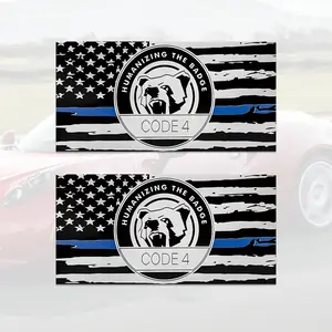 2counts Patriotic Thin Blue Line & American Flag Vinyl Sticker, Matte Self-Adhesive For Cars Truck Bumper Decoration, Durable Outdoor Use, Vinyl Decal, Car Decals, Automotive Decals, Car Decorations