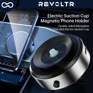 Electric Suction Cup Vacuum Magnetic Phone Holder Dashboard Windshield Navigation Stand Universal Desktop Cell Phone Holder Double Sided Car Magnet Phone Grip Portable Strong Suction Mount For Car Kitchen Gym Bath Shower Anywhere Phone Accessories