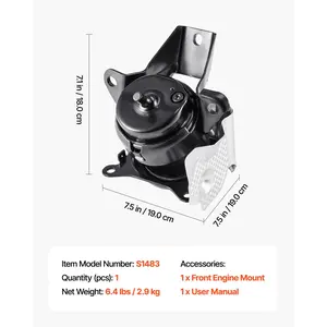 VEVOR Engine Motor Mount Replacement, Left Front Engine Mount, Universal Compatible with 2014-2018 Chevrolet Silverado 1500 5.3L V8, Secure Support, Heavy-duty Aluminum Construction, Black