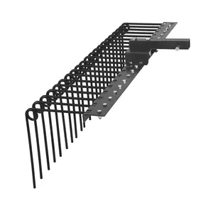60 in Heavy-Duty Pine Straw Rake for Lawn Tractors & UTVs, 21-Tine Landscape Rake with 2 in Receiver Hitch, Black