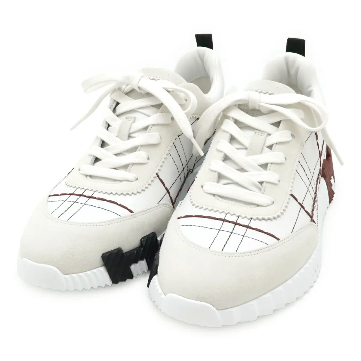 Pre-owned HERMÈS Calfskin Small Leather Goods Hermes Bouncing Vau Pique Chevre Velours Sneakers