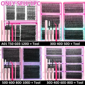 800/450 Clusters 30D+40D+50D+60D+80D+100D DIY False Eyelashes, Mixed Lengths of 9-16mm, Freely Matchable, Ultra Thick & Fluffy Eyelashes - 3D Stereoscopic Sparkling Charming Eyes, Suitable for Outdoor Use & Holiday Parties/Ball Makeup, Ideal Gift
