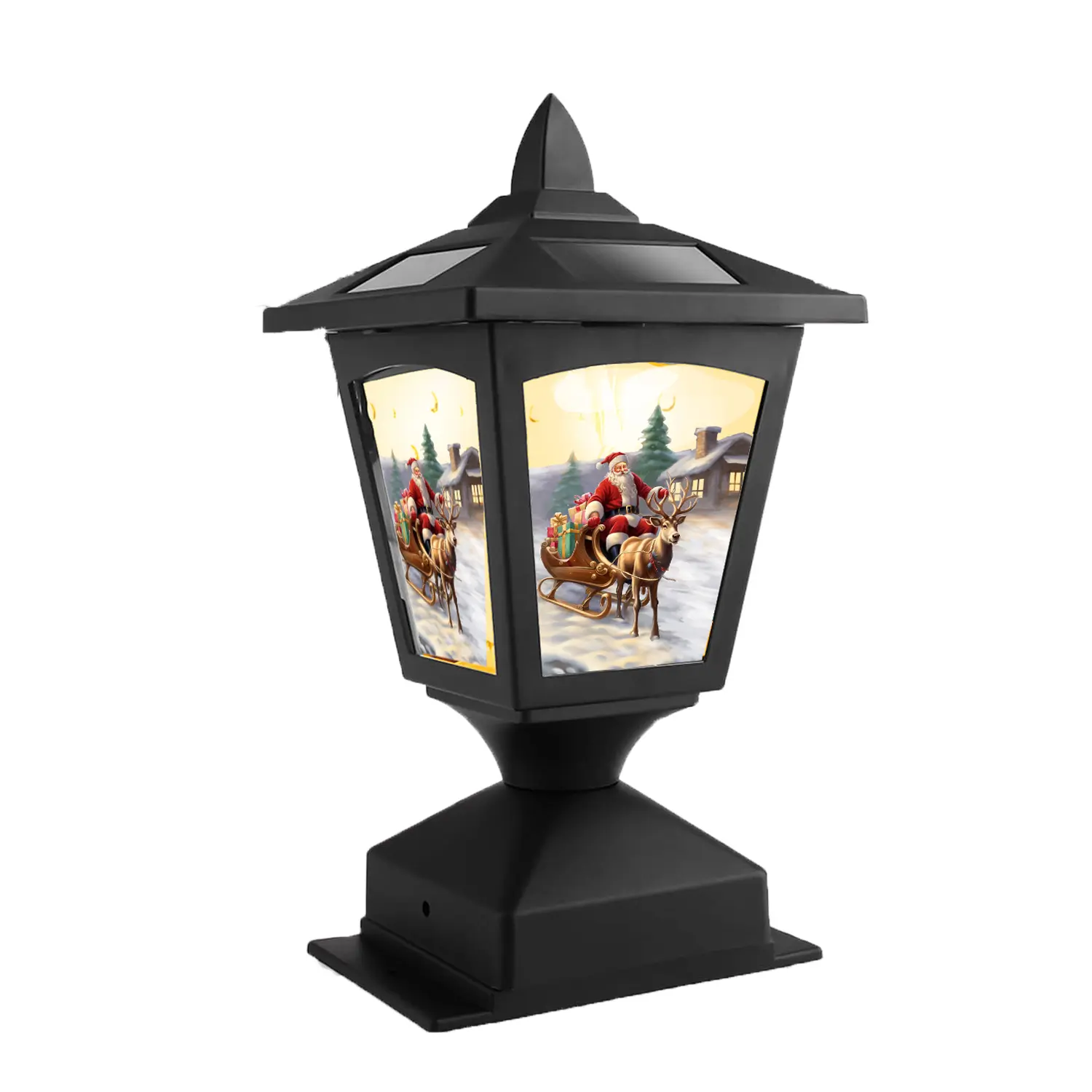 Solar Post Lights Outdoor, 1 Pack, Wood Fence Posts, Christmas Decoration for Pathway, Deck (Santa Claus)