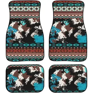 4 Pieces Car Floor Mats Resistant Soft Comfortable Carpet Car Interior Accessory Car Accessories Universal Fit Front Driver Passenger Seat for Car SUV Van and Truck(Aztec Tribal Print)
