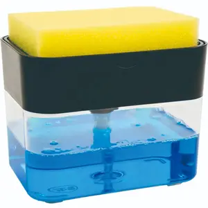 Dish Soap Dispenser with Sponge Holder | Kitchen Soap Pump Dispenser for Sink Countertop | Dish Washing Cleaning Tool Soap Container Dishwashing Dispenser