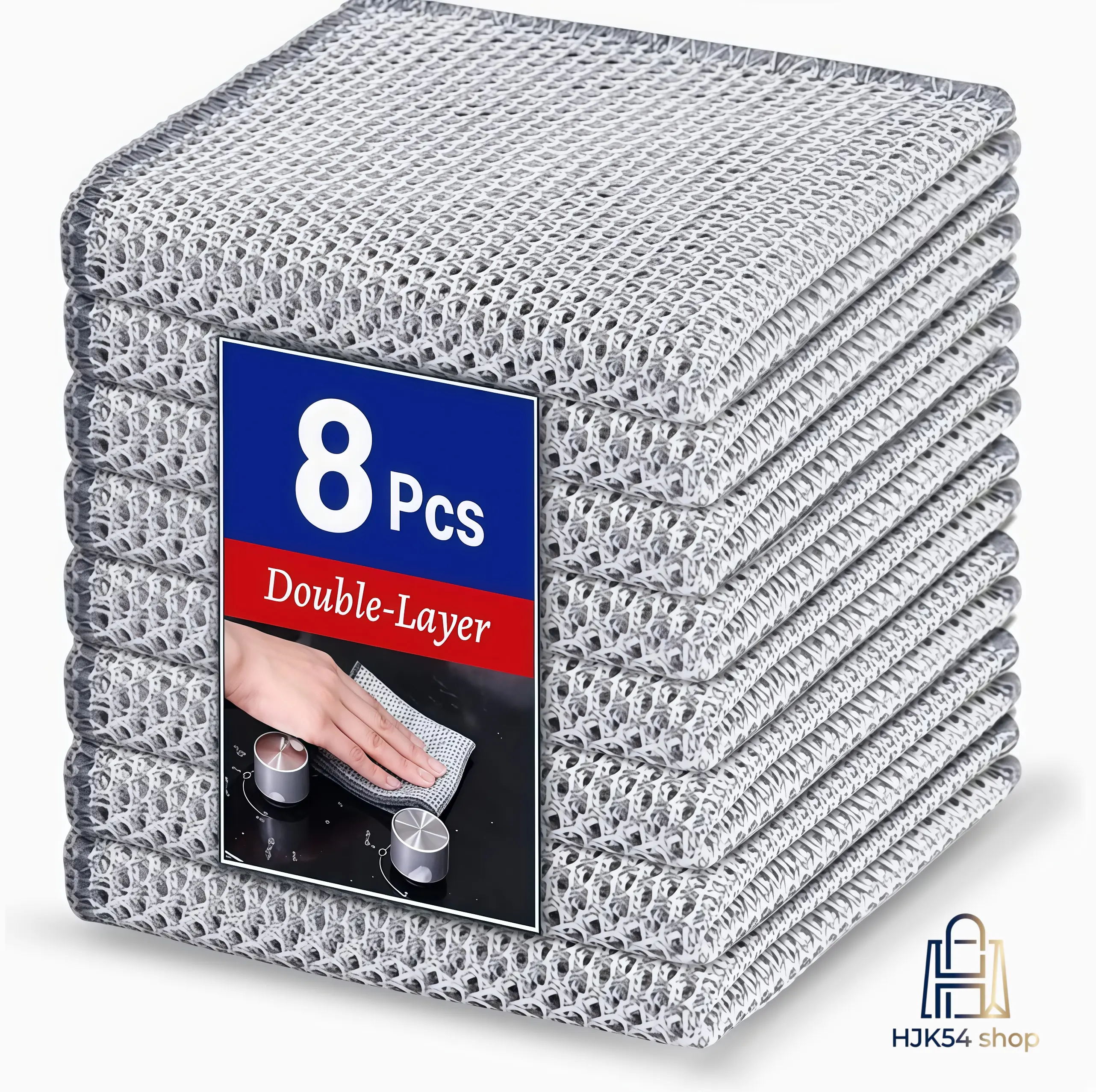 Solid Silver Wire Dishcloth Multipurpose Cleaning Cloths - 8PCS Double-Layer Pack, Reusable, Scratch-Free, Washable Easy Clean for Kitchen Use, Reuseable Cleaning Cloths, Dishwashing Cloth, Scratch Free Cloth