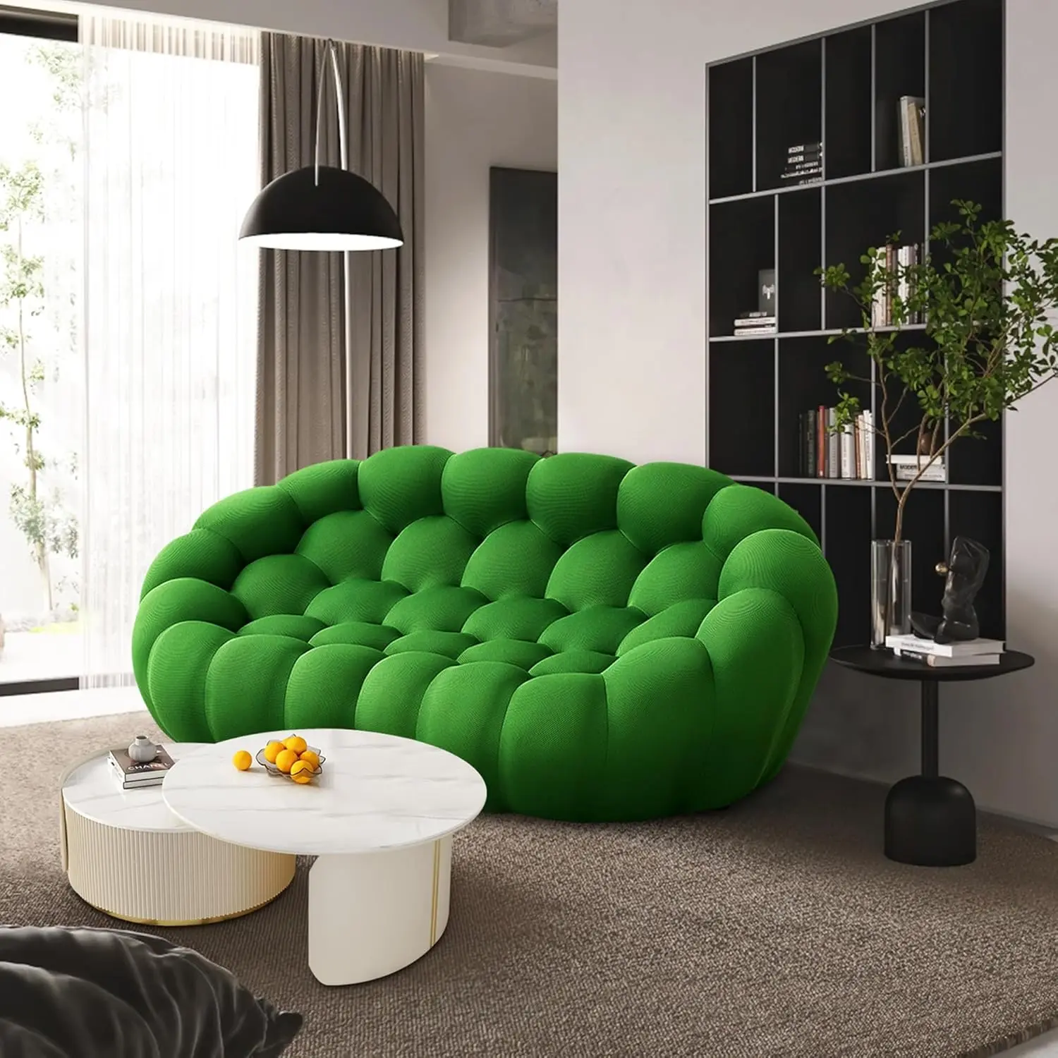74.8'' Modern Loveseat Sofa,Boneless Recliner 2 Seater Mesh Fabric Love Seat Floor Sofa, 3D Honeycomb Shape sleeper Bed Bubble Sofa Curved Couch kids reading nook Furniture for Living Room, Office, Apartment