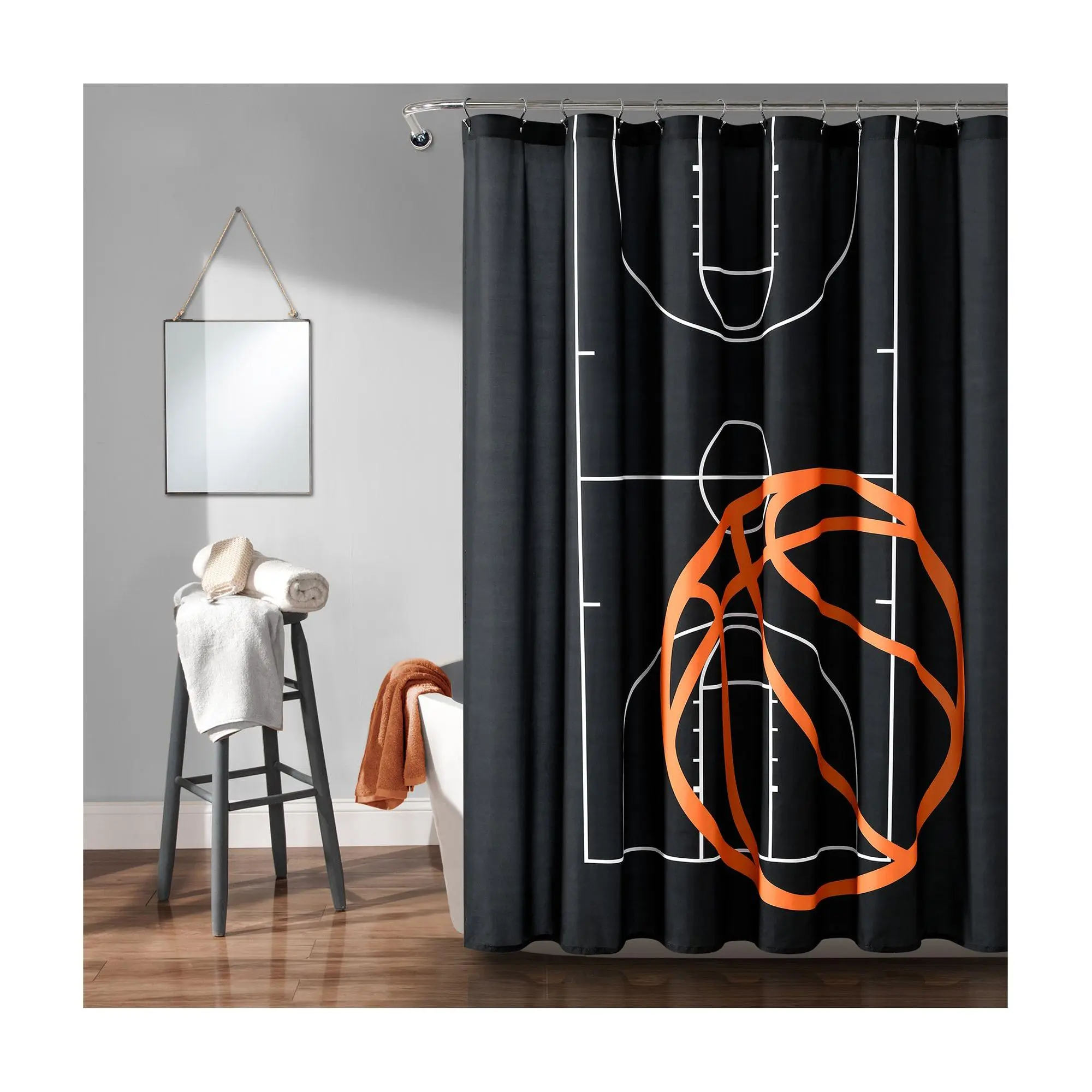 Lush Decor Basketball Game Shower Curtain Single 72X72