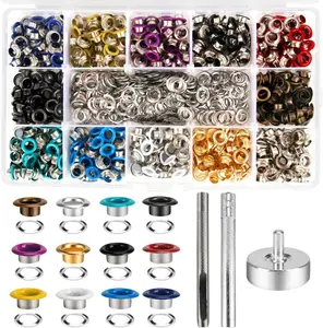 600Pcs 3/16 inch Metal Grommets Kit,Multi-Color Grommets Kit,Metal Eyelets Set with 3 Pieces Installation Tool and Storage Box for DIY Shoes Clothes Crafts Bag