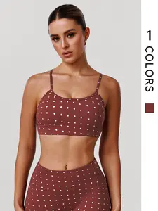 Women's Adjustable Strap, Crossback Polka Dot Pattern, Yoga Running Training, Elastic Casual Outdoor Sport Bra, Workout Bra, Strappy Workout Bra, Sports Bra Women