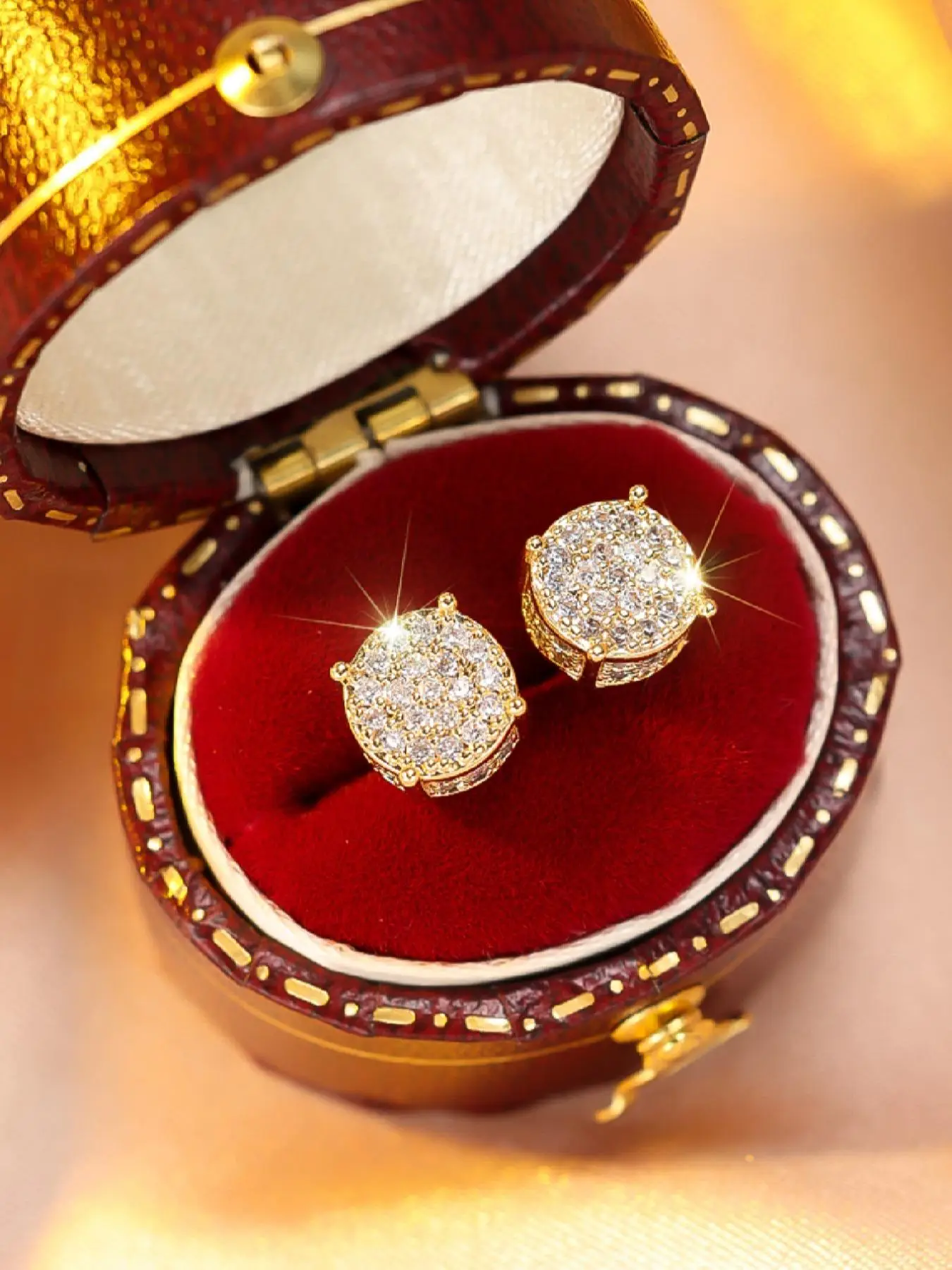 Round Artificial Zircon Decor Stud Earrings, 1/4 Pairs Earrings, Fashion Jewelry, Trendy All-match & Exquisite Jewelry