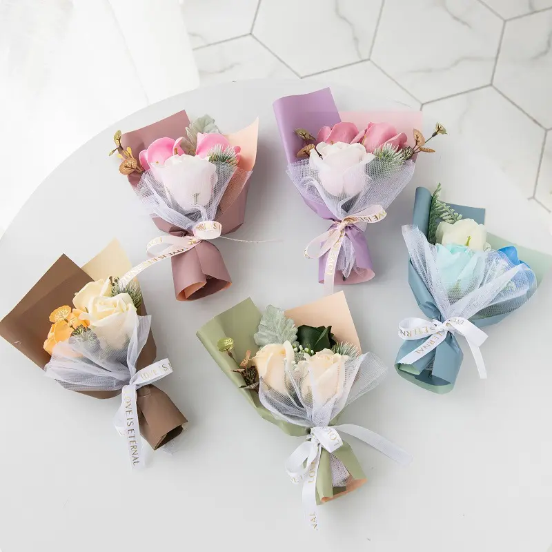 Mini Artificial Rose Bouquet, 1 Piece Creative Faux Flower Decoration, Fake Rose Home Decor, Romantic Gift