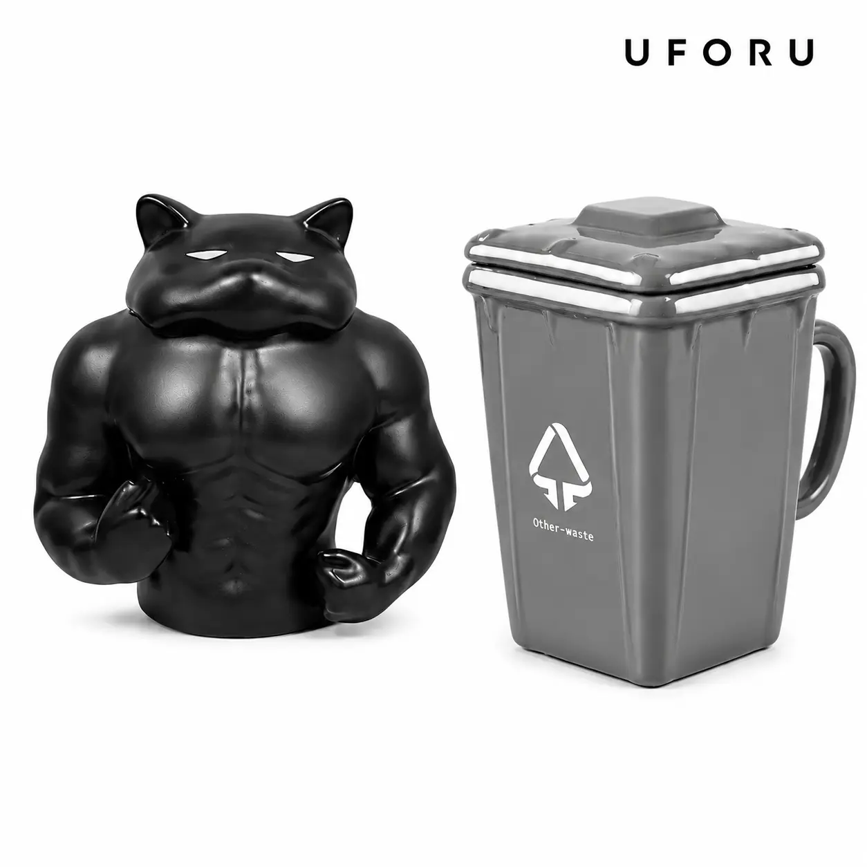 UFORU Funny Gift Beverage Mug - Trash Can Ceramic Drinkware, Reusable & Washable Kitchen Accessory for Hot Tea/Iced Coffee, No Power Required, Drink, Funny Gift Mug