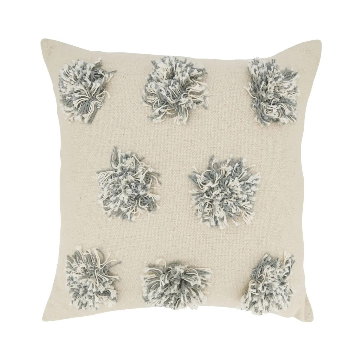 Saro Lifestyle 3508.GY18SD 18 in. Fuzzy Fun Pom Pom Down Filled Throw Pillow, Grey