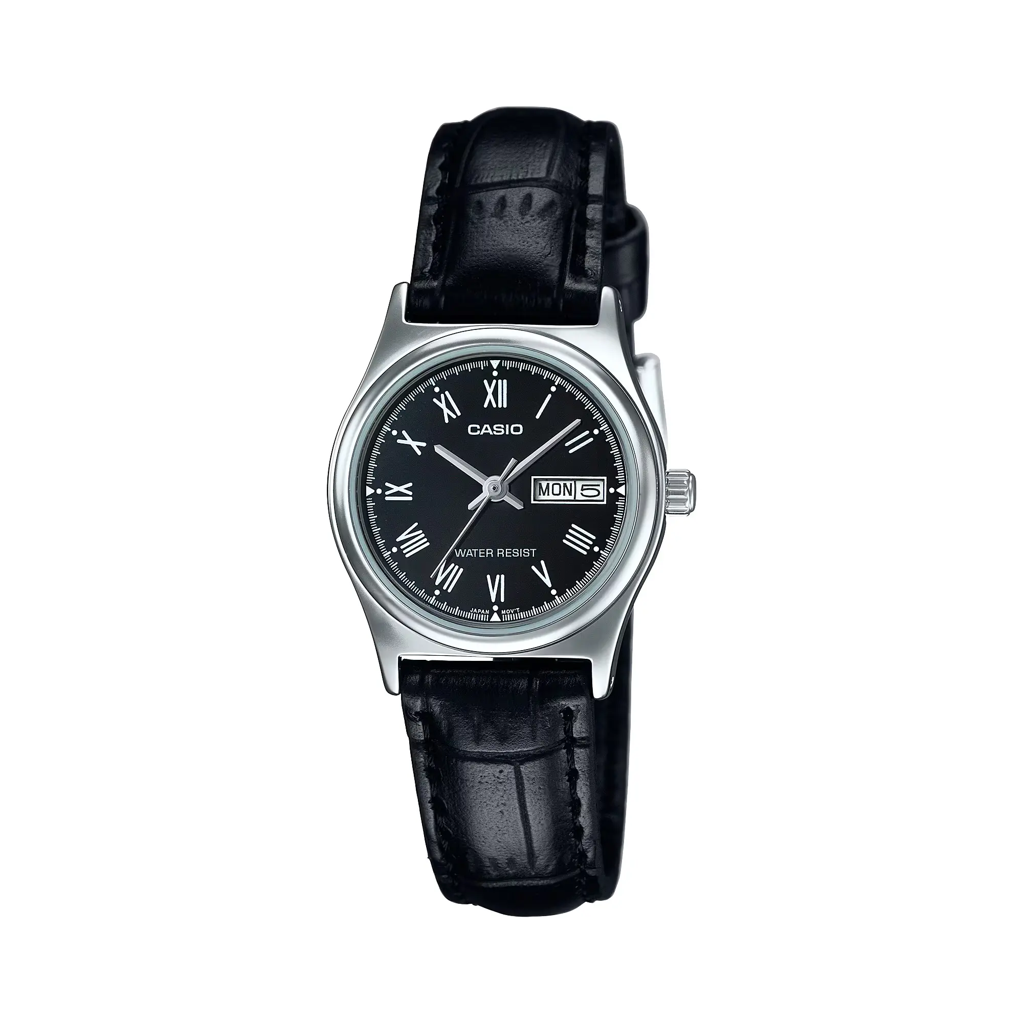 Casio Women’s Black Leather Strap Black Dial Analog Watch - LTP-V006L-1BUDF