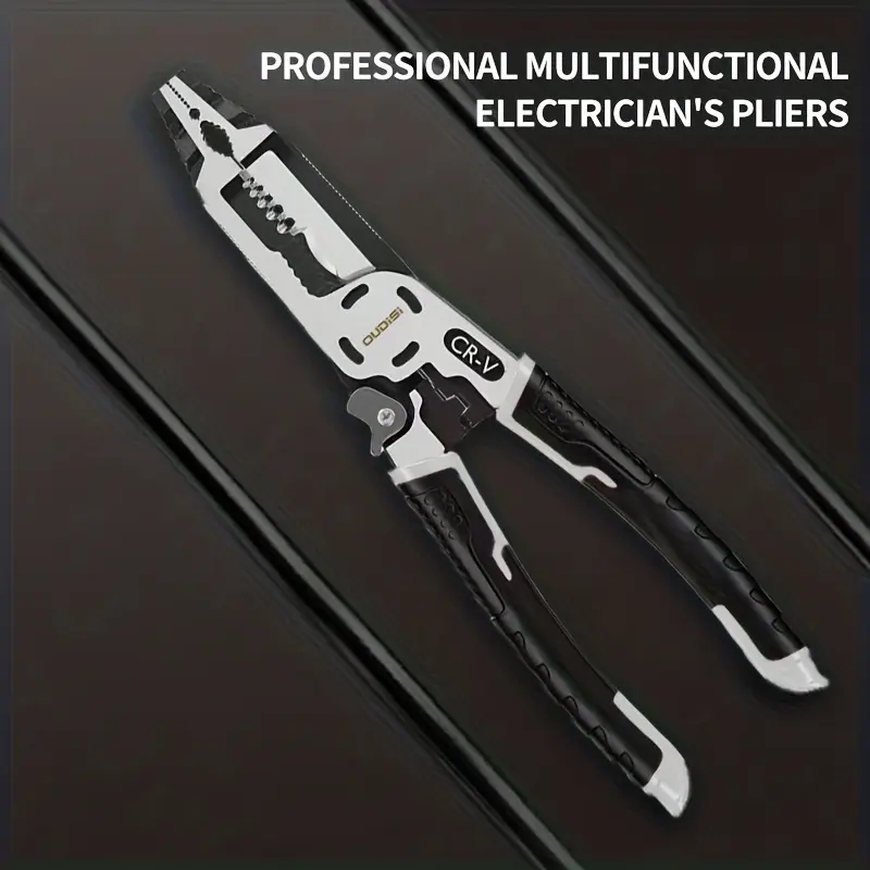 9 in Multi-Functional Electrician's Pliers - Hand Tool with Clamp Crimp, Cutting/Stripping, Winding, Disassembly, Pulling Functions, Ideal Gift for Electricians