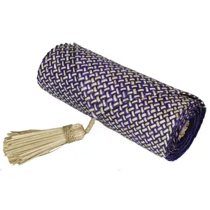 Table Runner Handwoven from Pandan Straw - Purple/Natural