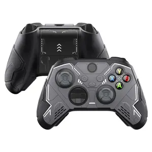 playvital Stellar Mecha Silicone Cover Skin for Xbox Series X/S Controller, Anti-slip Grip Protector with Thumb Grips & Sticker for Xbox Core Wireless Controller - Black & Gunmetal Gray