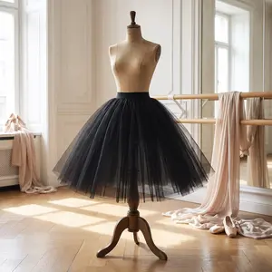 Girls' 4-Layer Lightweight Tulle Ballet Tutu Wrap Skirt, Elegant Fluffy Soft Dance Skirt for Dance Recitals, Princess Party Costume, Four Layers