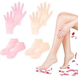 4 Pairs Silicone Socks Gloves Set for Dry Cracked Feet and Hands, Silicone Foot Socks for Women, Moisturizing Feet Nail Moisturizer