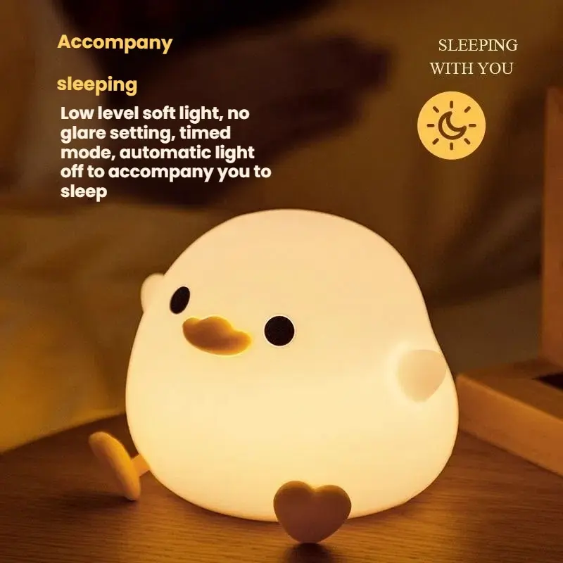 Sensory Duck Night Light - Decorative Night Light, Bedside Night Light, USB Night Light, Rechargeable Squishy Lamp for Anxiety Relief, Desk Decor with Touch Control, Adult Fidget Gift