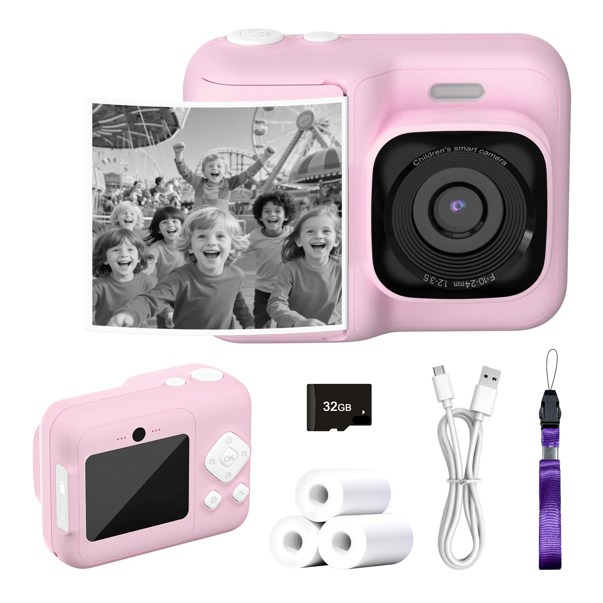 Instant Print Camera for Kids, HD Digital Camera, Christmas Birthday Gifts for Kids, Portable Toy Camera with 32GB SD Card & 3 Rolls Printing Paper, outdoorfun #SummerVibes,summerwins