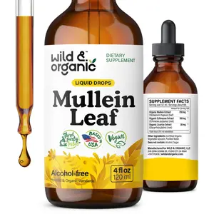 Wild & Organic's Mullein Tincture - Lung Cleanse and Detox - Liquid Mullein Leaf Extract for Lungs - Verbascum Thapsus Drops - Vegan, Sugar & Alcohol-Free Supplement