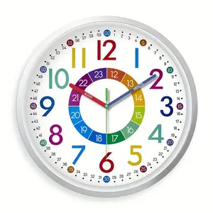 Color Digital Wall Clock, 8-inch Simple Student Teaching Clock, Silent Learning Clock, Suitable for Living Room Bedroom School Teaching Clock