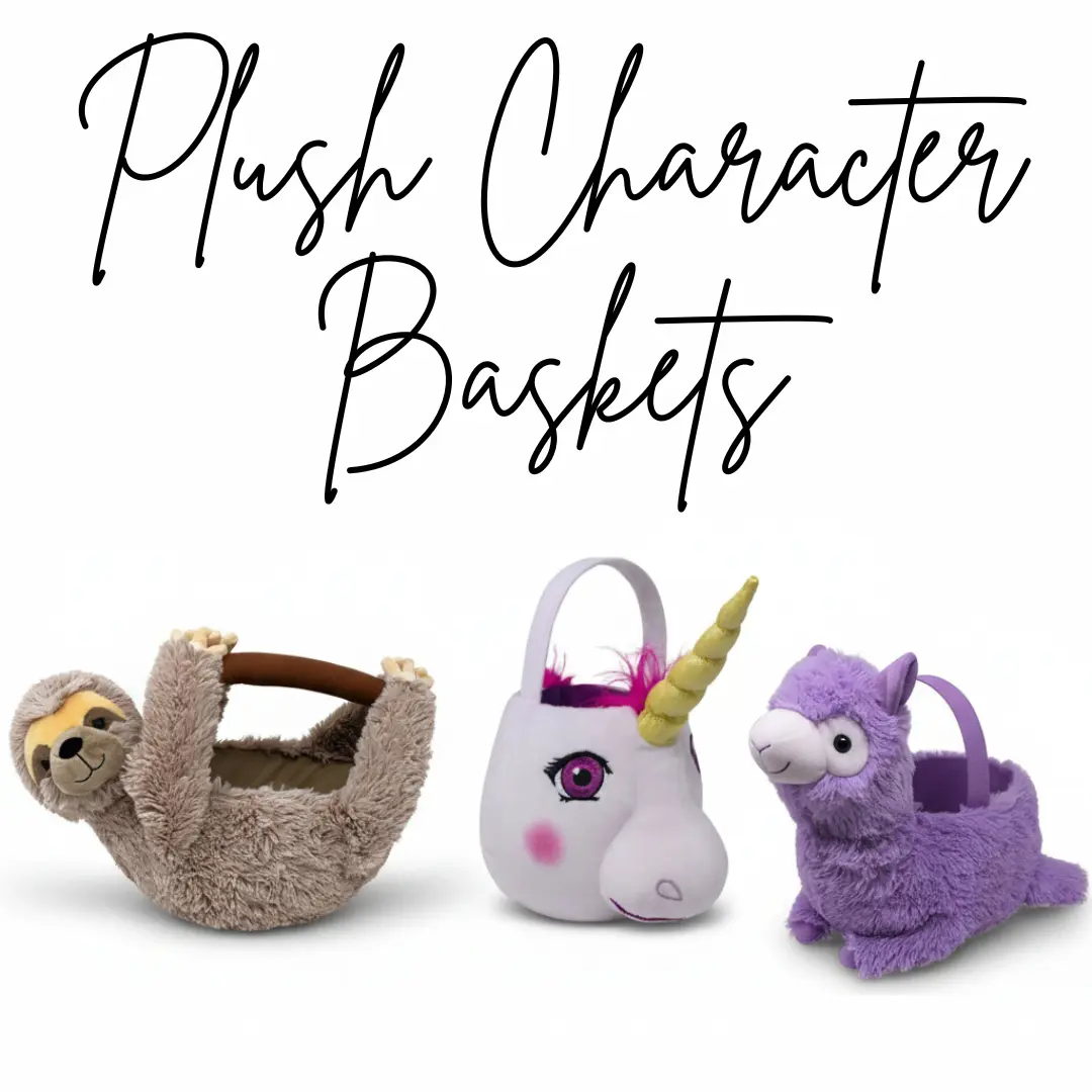 Medium Plush Easter Basket – Llama, Sloth, Unicorn