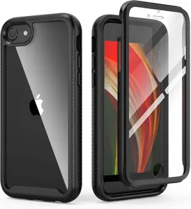 for  SE 2020 Case,for  8 & 7 & SE 2022 Case(SE 2nd/3rd),Slim Fit Full- Shock Absorption Sturdy Cover with Build in Screen Protector Heavy Duty Shock Resistant Hard Cover,Black