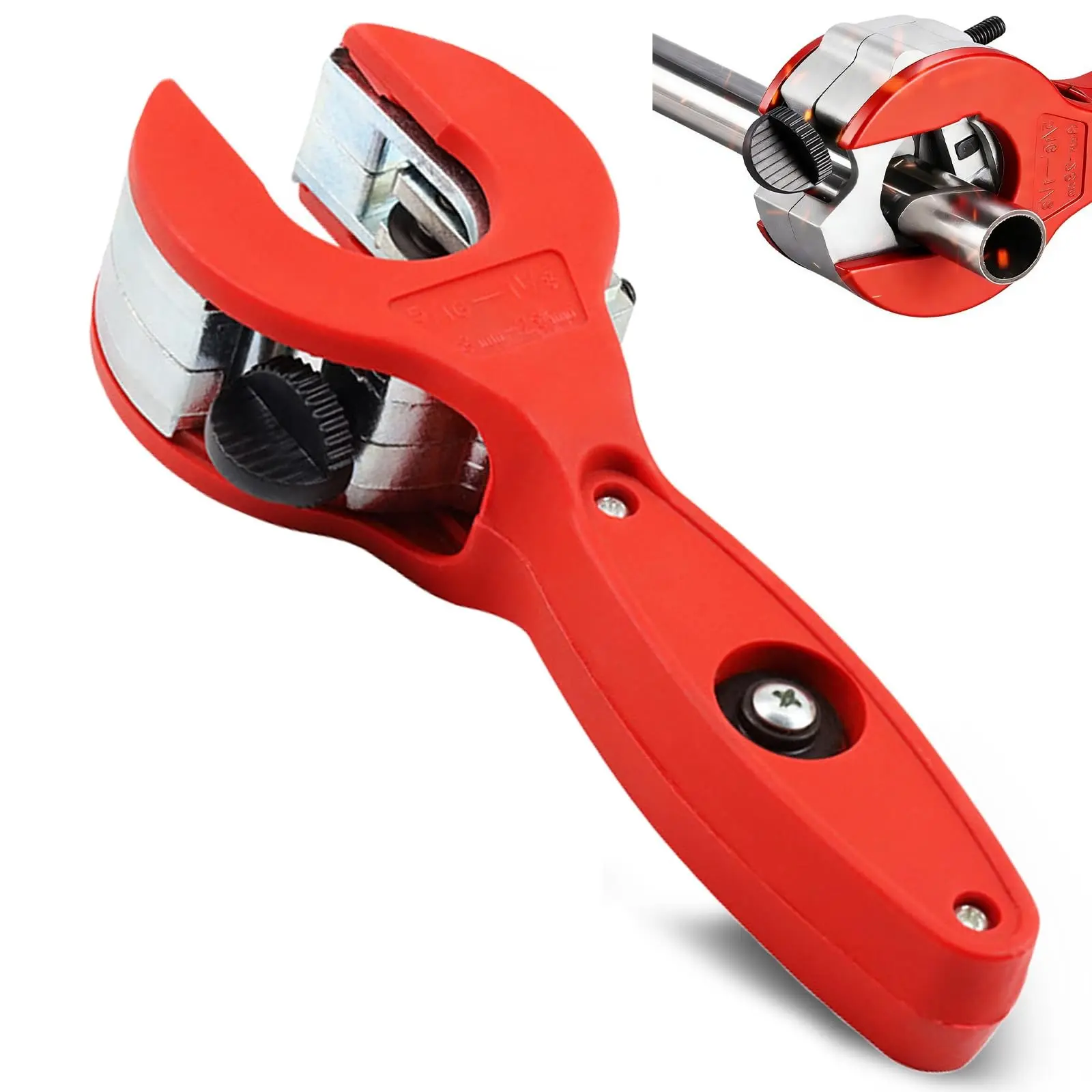 Ratcheting Tubing Cutter - 2-in-1 Compact Close Quarters Hand Tool with Aluminum Alloy Build & Extended Grip, Portable for Copper Pipes, PVC, Soft Metal, Copper Pipe Cutters, Powerful Cutter