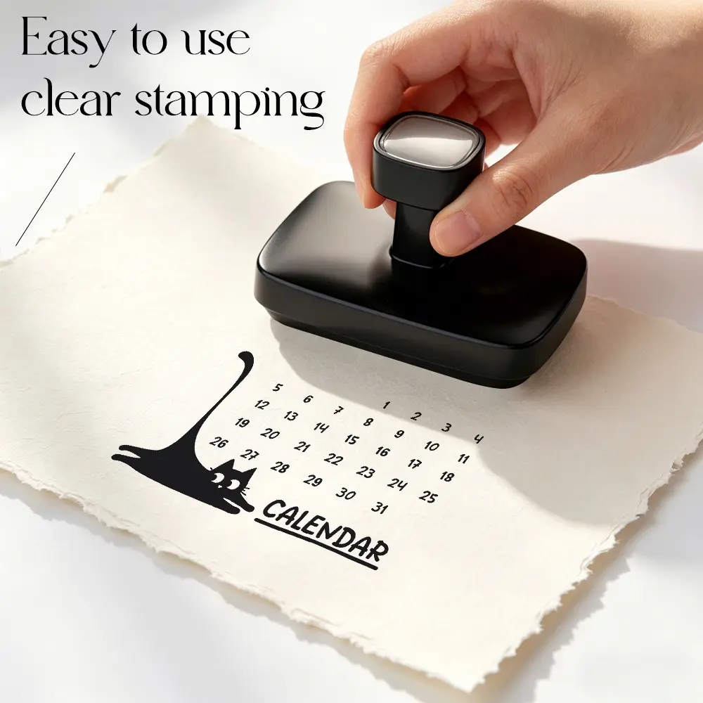 Cat Monthly Planner Stamp, 31-Day Calendar Stamp for Notebooks, Scrapbooks, Habit Tracking, Fun Stretch Cat Decorative Stamps