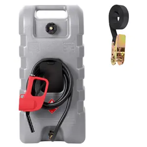 GARVEE 15 Gallon Portable Fuel Caddy with 10FT Hose and Siphon Pump - Gasoline and Diesel Storage Tank on Wheels for Cars, Boats, ATVs, Lawnmowers - Easy Transport Gas Container with Shut-Off Valves - Gray