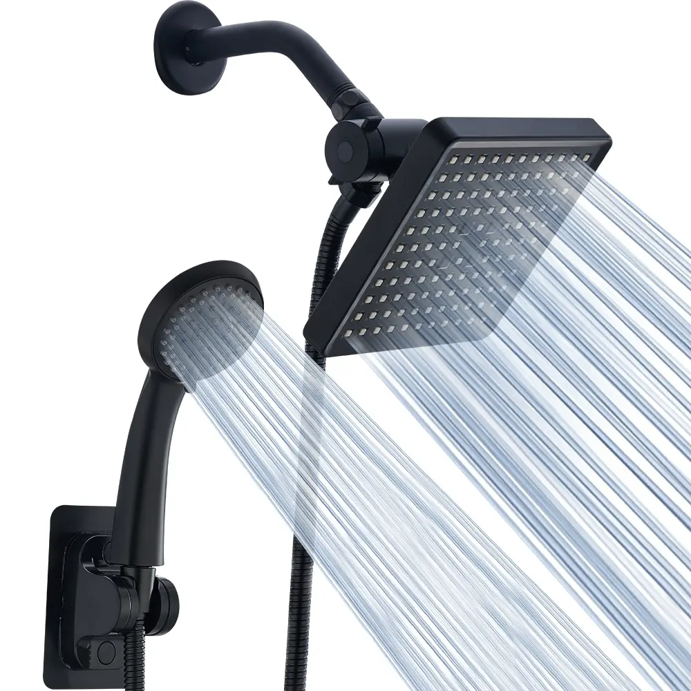 Eolax High Pressure Filtered Shower Head Set, Square Showerhead, Showerhead With Filter, 6'' Rain Shower Filter for Hard Water, 15-Stage Filtration, Chrome & Options, Bathroom Showerhead Filter, Shower Water Equipment