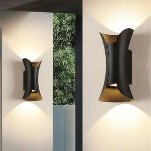 Outdoor Light, Courtyard Outdoor Pathway Light, Nordic Creative Waterproof Balcony Exterior Wall Double-Head Wall Light with Up and Down Lighting Fixtures, Mood Decorative Lights, Home Decoration Lamp