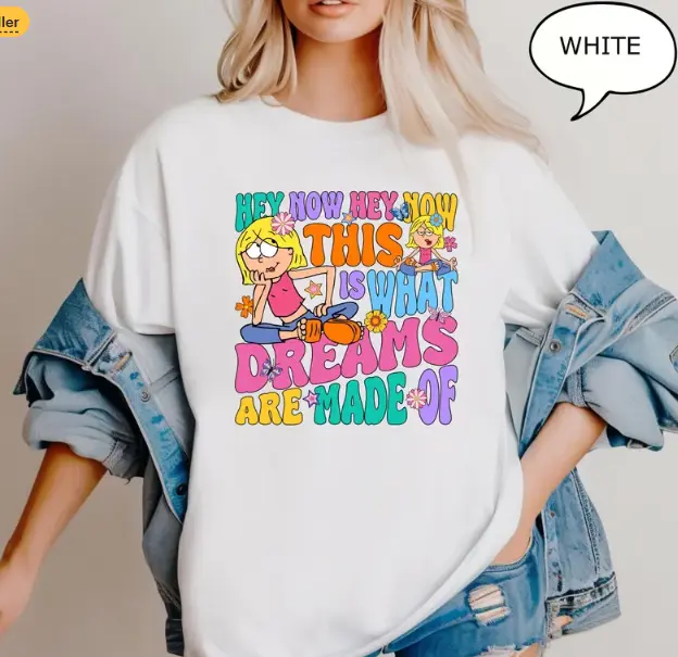 Retro Y2K Rainbow Bubble Letter Floral Quote Graphic Print White Crew Neck 2000s Nostalgic Casual Oversized T-Shirt