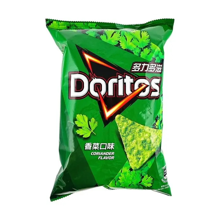 Doritos Taiwan Cilantro Flavored Salted Corn Chips, Crisps & Puffed Snacks, Party Snacks, 68g, Doritos Chips, Ginger Powder